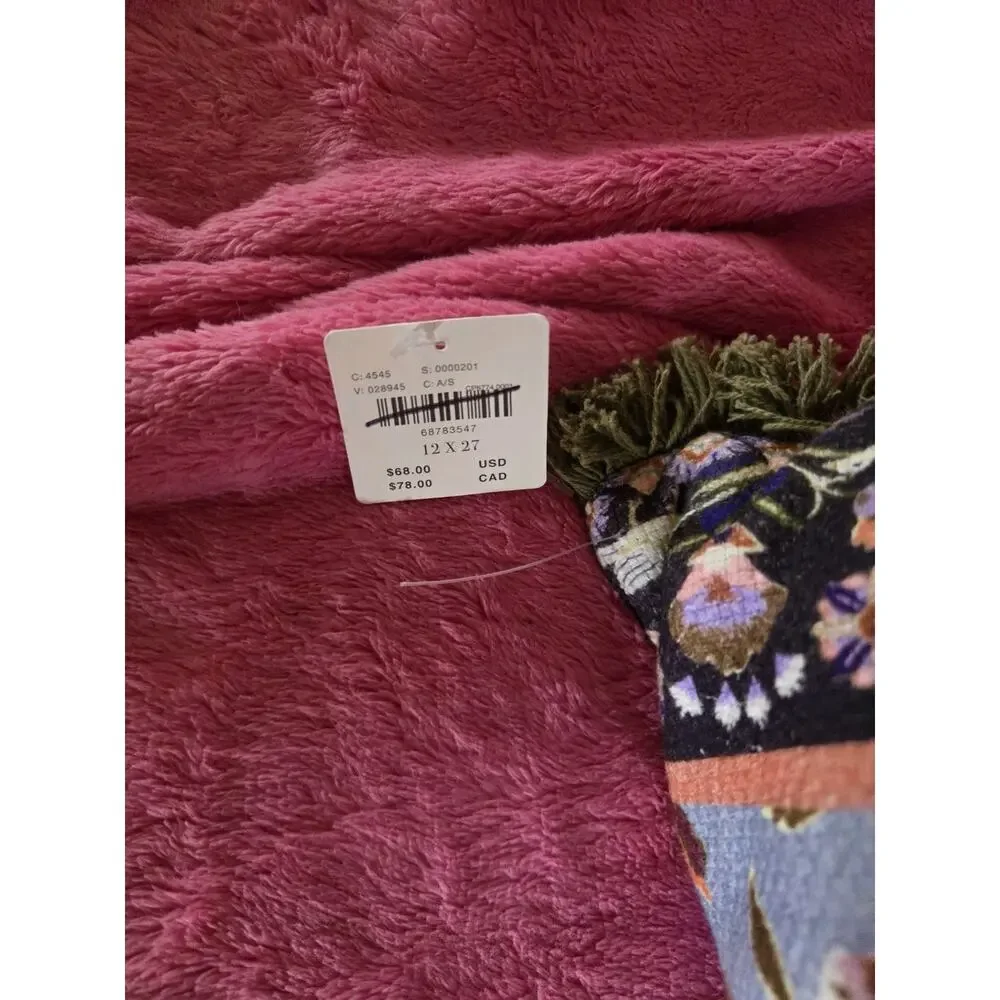 Anthropologie Pippa Cotton Printed Floral Pillow Nwts 12 In By 27 In